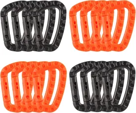 16 Pack Tactical Carabiners Keychain D Rings Spring Snap Gear Clip Utility Hooks Backpack Hanging Buckle Travelling for Camping