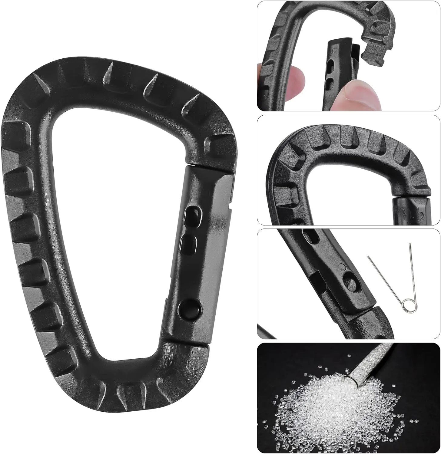 16 Pack Tactical Carabiners Keychain D Rings Spring Snap Gear Clip Utility Hooks Backpack Hanging Buckle Travelling for Camping