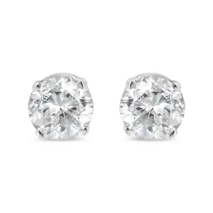 18K White Gold 1/4 Cttw Round Brilliant-Cut Near Colorless Diamond Classic 4-Prong Stud Earrings (G-H Color, VS1-VS2 Clarity)