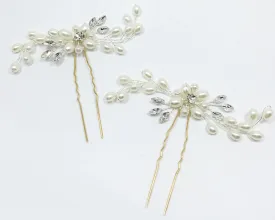 3 Pieces Pearl Bridal Hair Pins Headpiece