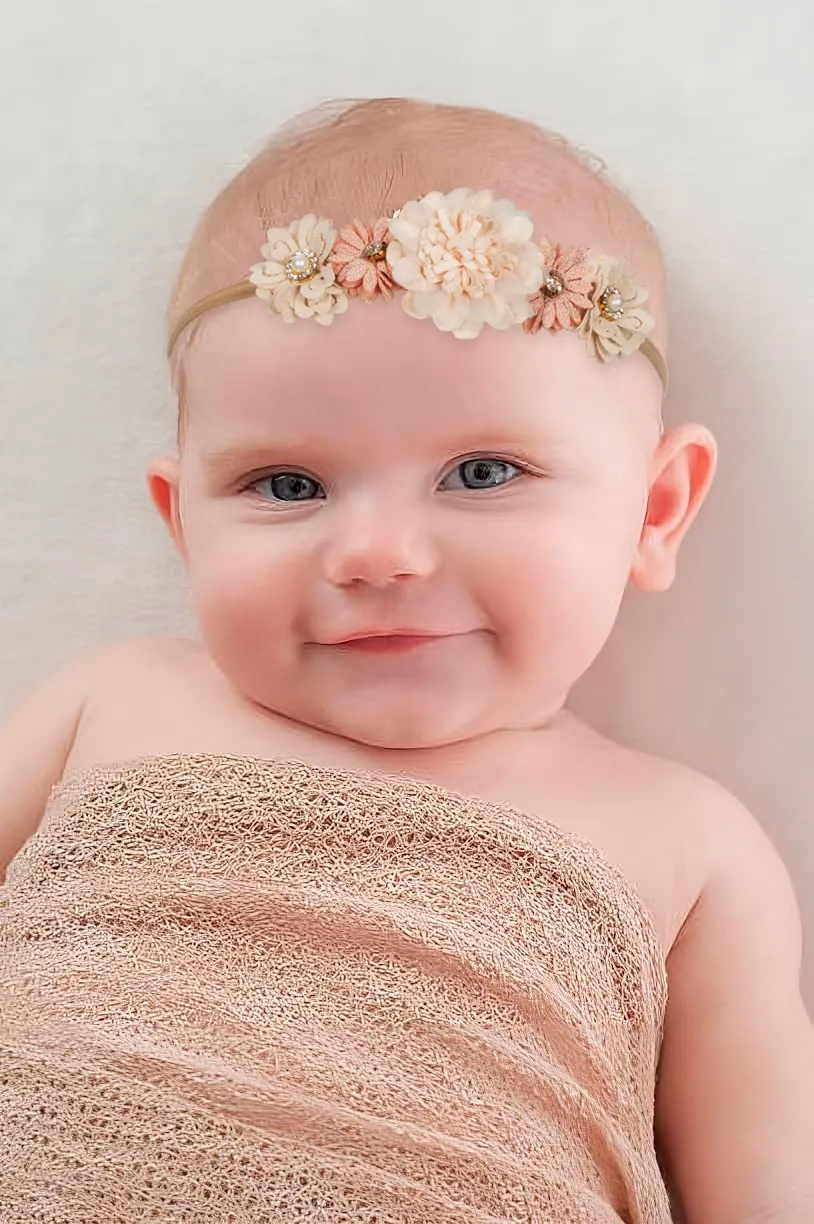 3PCS Baby Girl Flower Headbands Set Elastic Bow Hair Band Handmade Bow For Newborn Infant Toddler Pack