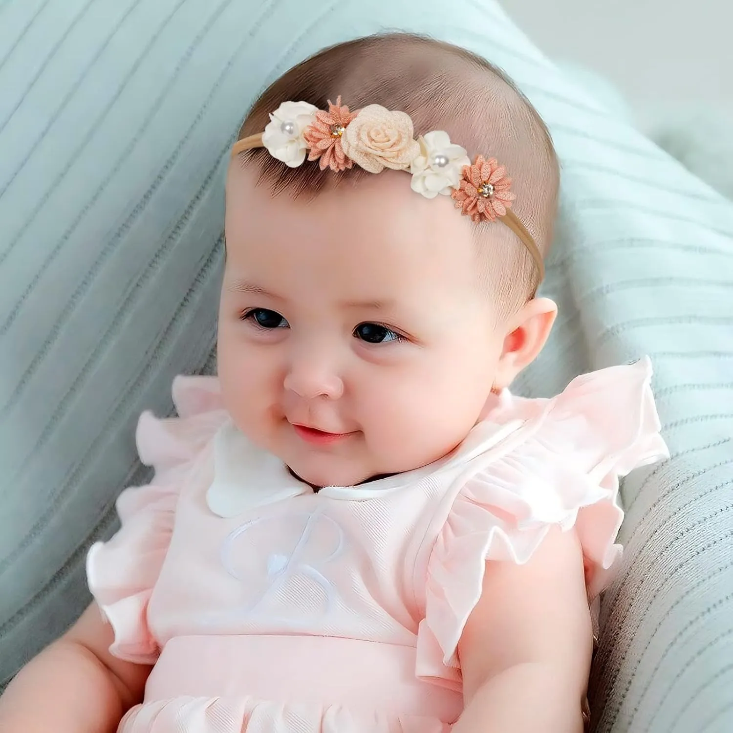3PCS Baby Girl Flower Headbands Set Elastic Bow Hair Band Handmade Bow For Newborn Infant Toddler Pack