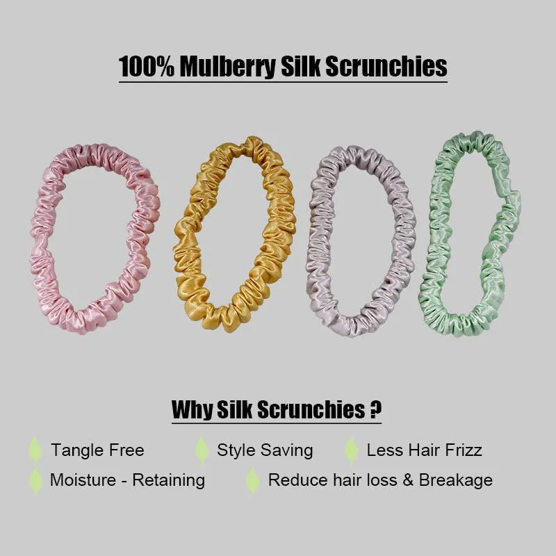 4 Pack Skinny Silk Hair Ties - Macaroon - dropshipping