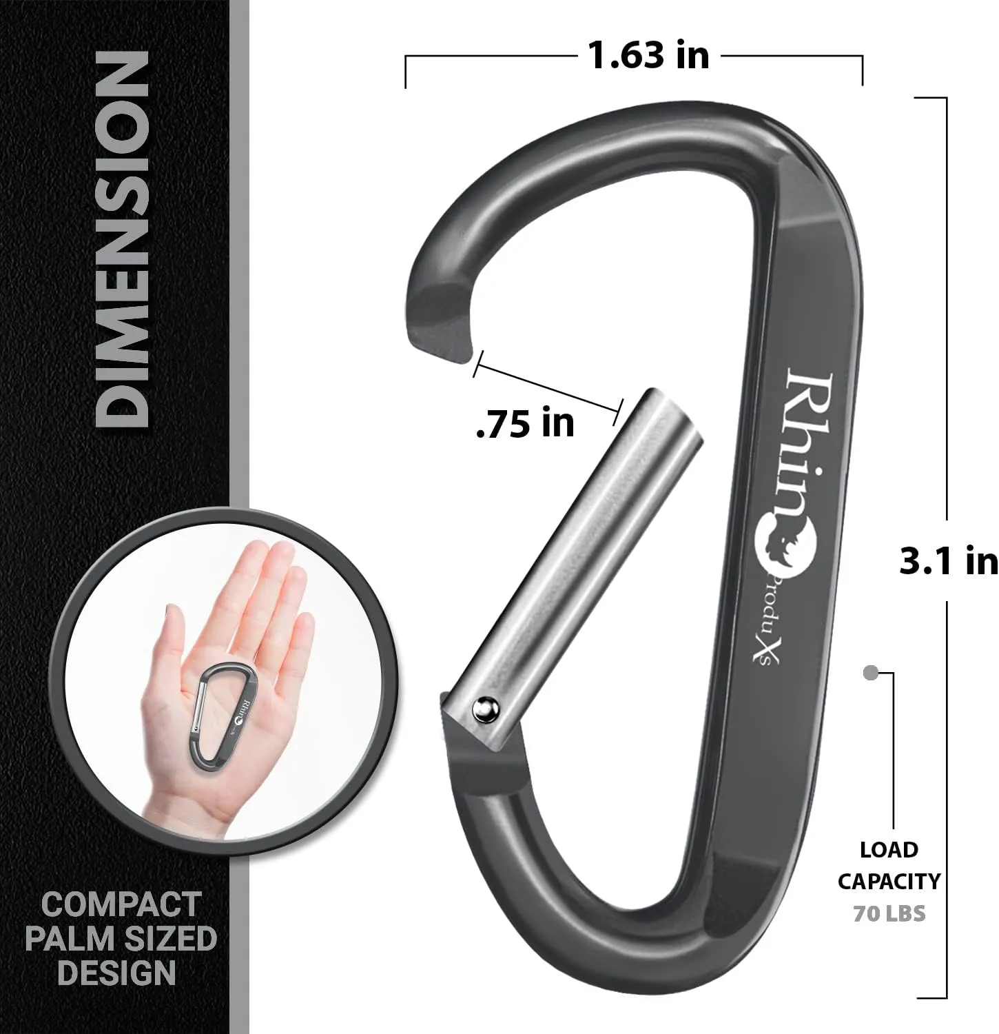 8PCS of Lightweight Duty Snap Carabiner Clips, D Ring Shape Carabiner with 8PCS Keyring - Excellent for Outdoor, Camping, Hiking, Keychains, Water Bottle, Keychain Hook