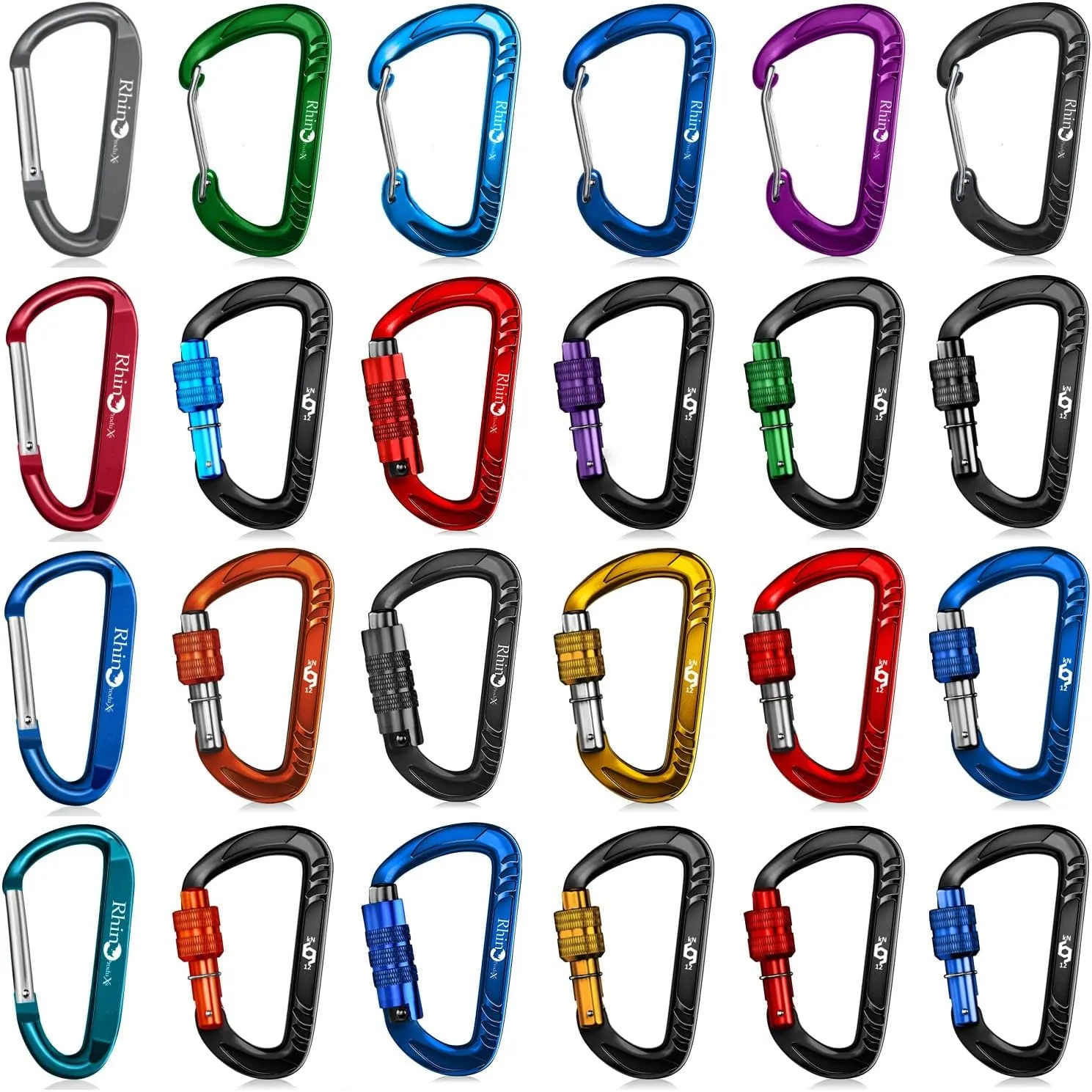 8PCS of Lightweight Duty Snap Carabiner Clips, D Ring Shape Carabiner with 8PCS Keyring - Excellent for Outdoor, Camping, Hiking, Keychains, Water Bottle, Keychain Hook