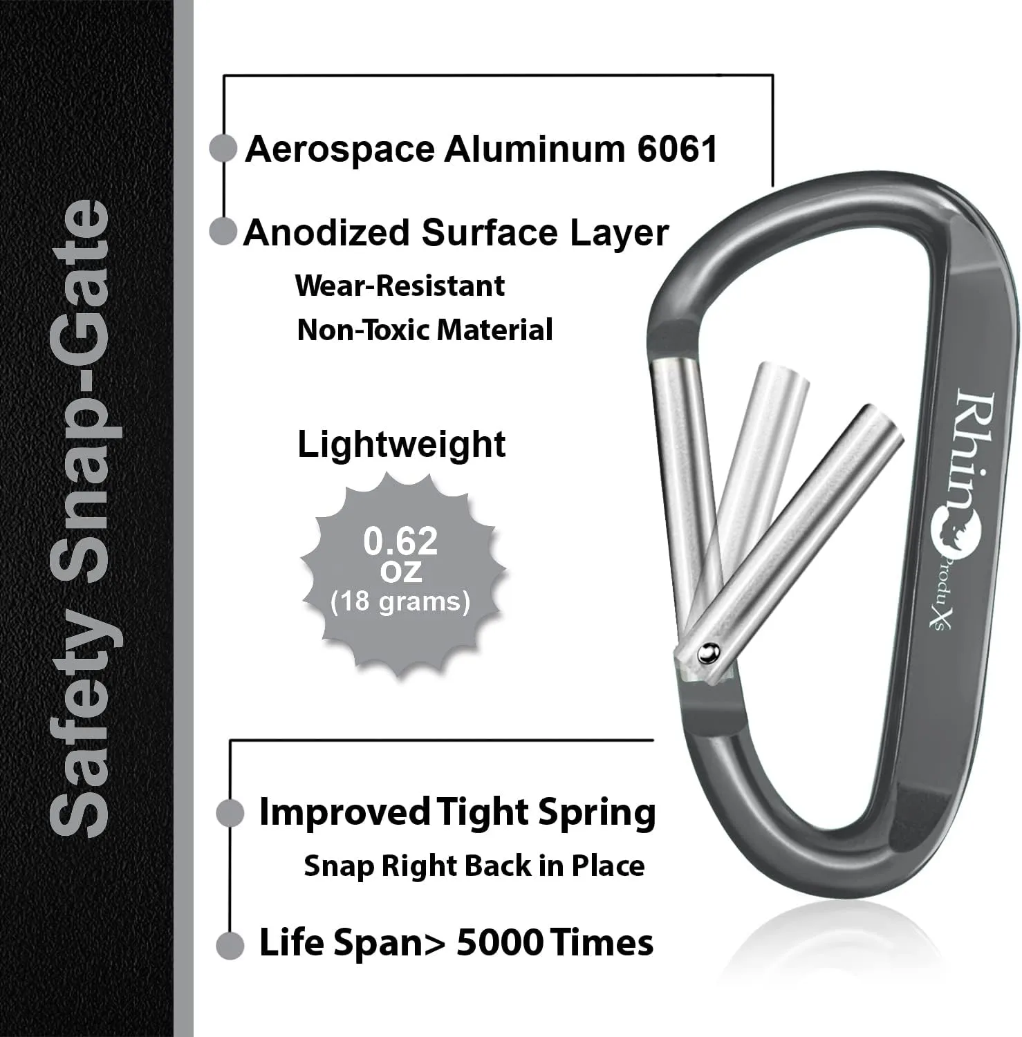 8PCS of Lightweight Duty Snap Carabiner Clips, D Ring Shape Carabiner with 8PCS Keyring - Excellent for Outdoor, Camping, Hiking, Keychains, Water Bottle, Keychain Hook