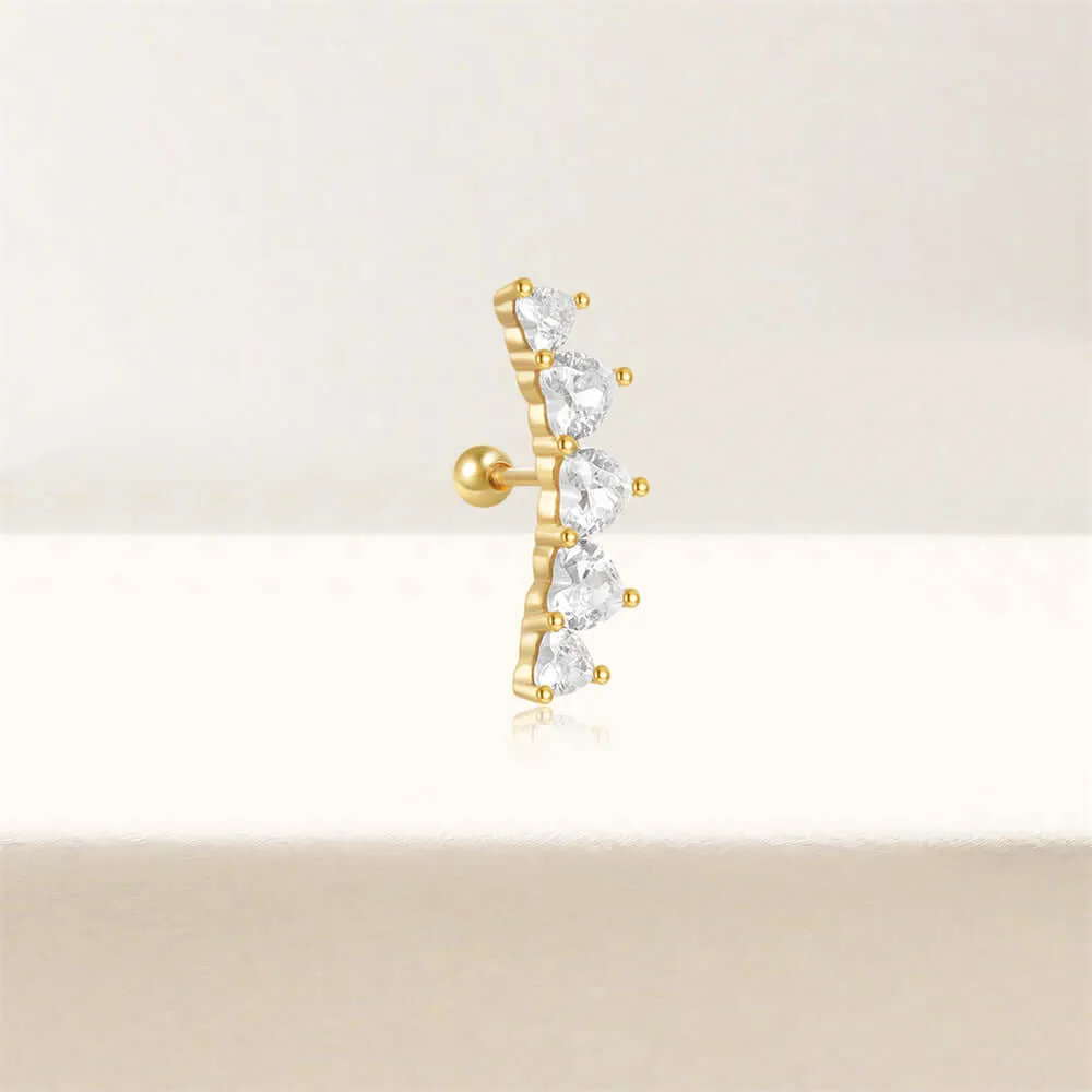 925 Silver Triangular CZ Diamond Ball Back Earrings