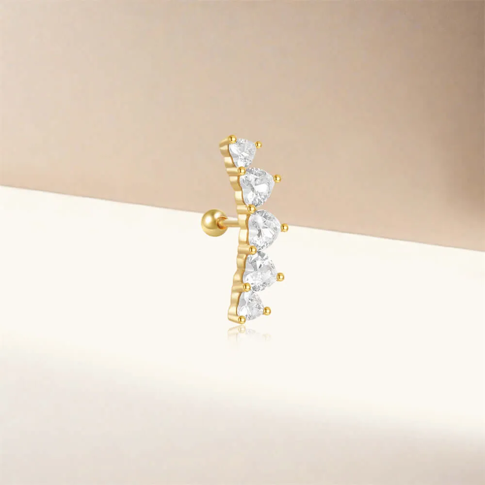 925 Silver Triangular CZ Diamond Ball Back Earrings