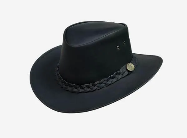 Australian Style Leather Bush Hat Cowboy Mens Womens Hat Black