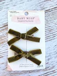 Baby Wisp - Velvet Pigtail Pinch Alligator Hair Clips-Grey