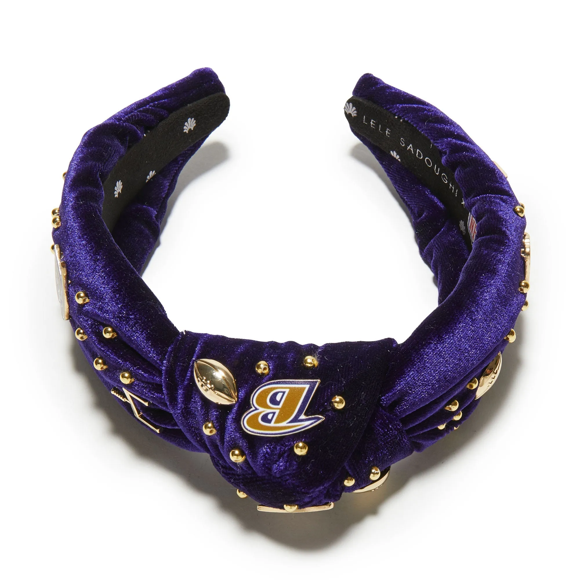 BALTIMORE RAVENS LELE SADOUGHI X NFL PURPLE EMBELLISHED KNOTTED HEADBAND