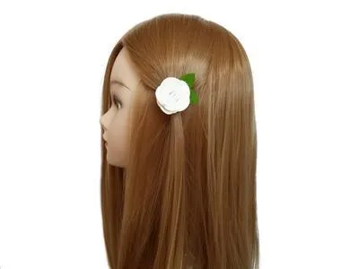 Beige/Brown 1.5" Felt Flower Rose Clip