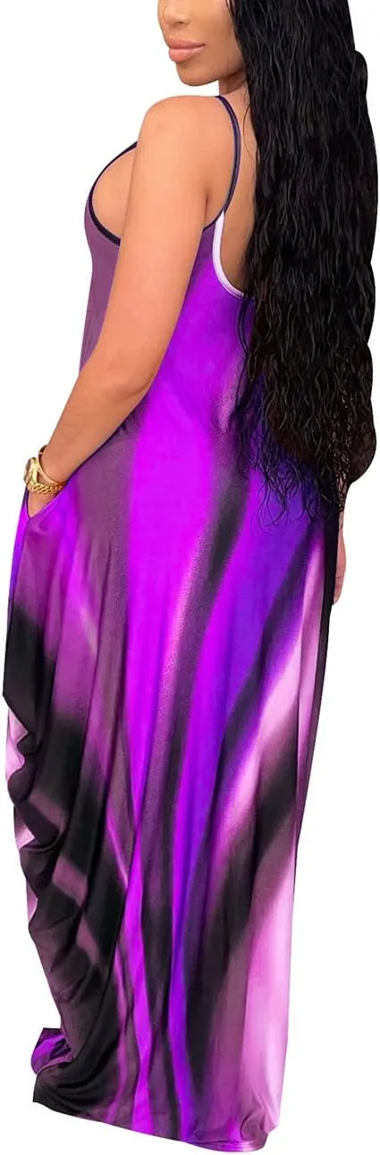 BessCops Summer Maxi Dresses for Women 2025 Plus Size Sundresses Casual Fashion Sleeveless Loose Long Sexy Dress with Pockets