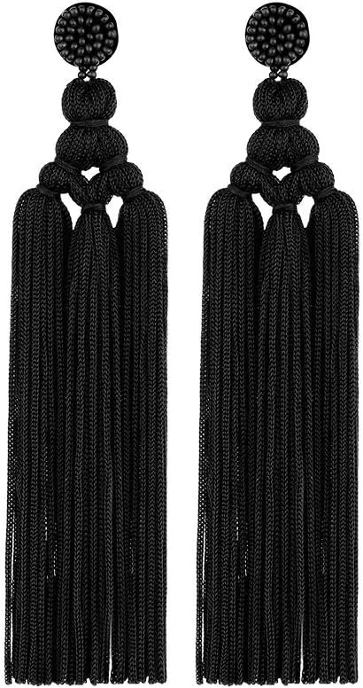 Boho Long Tassel Dangle Drop Earrings Trendy Handmade Layered Fringe Large Chandelier Statement Formal Jewelry for Women