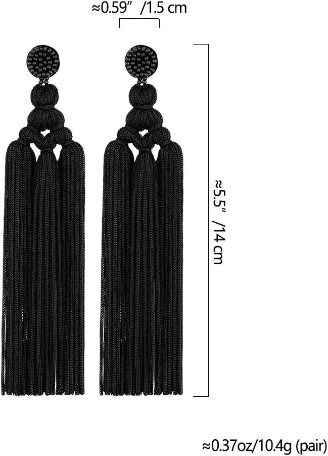 Boho Long Tassel Dangle Drop Earrings Trendy Handmade Layered Fringe Large Chandelier Statement Formal Jewelry for Women