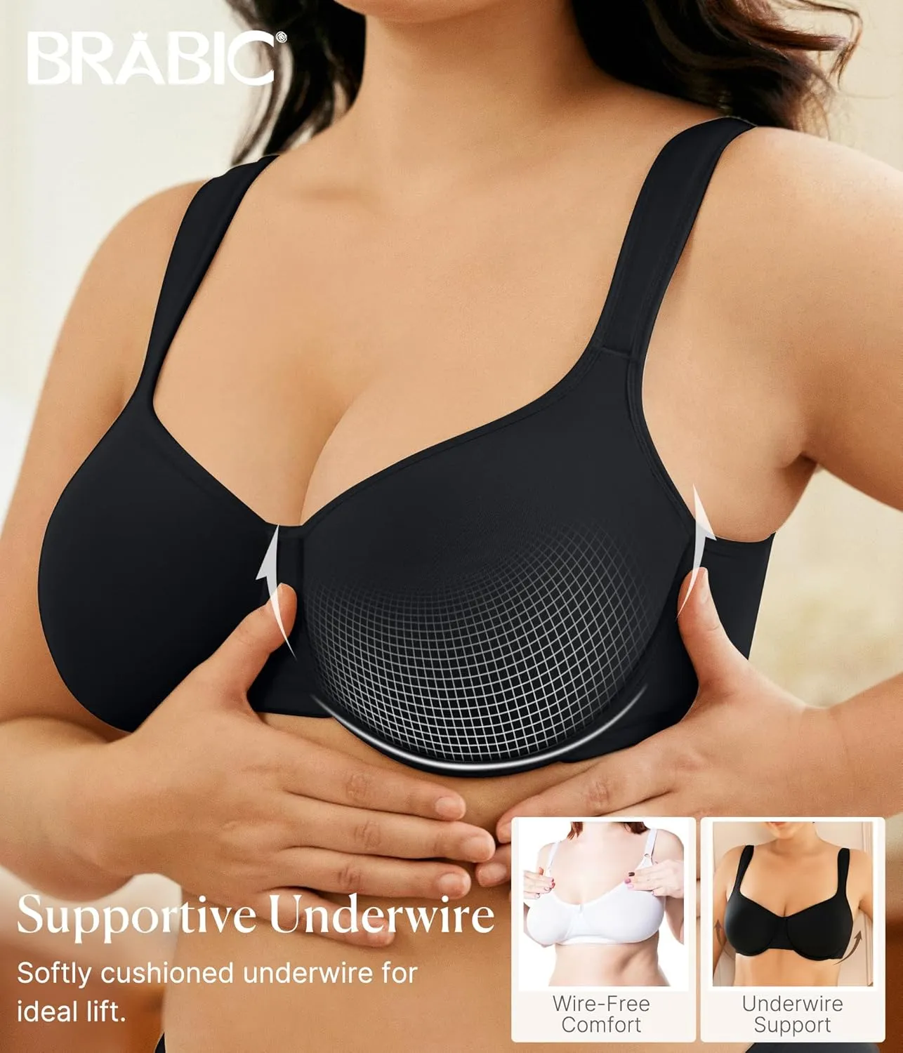 BRABIC Minimizer Bras for Women Full Coverage with Supportive Underwire Unlined Plus Size Seamless Bra for Heavy Breast