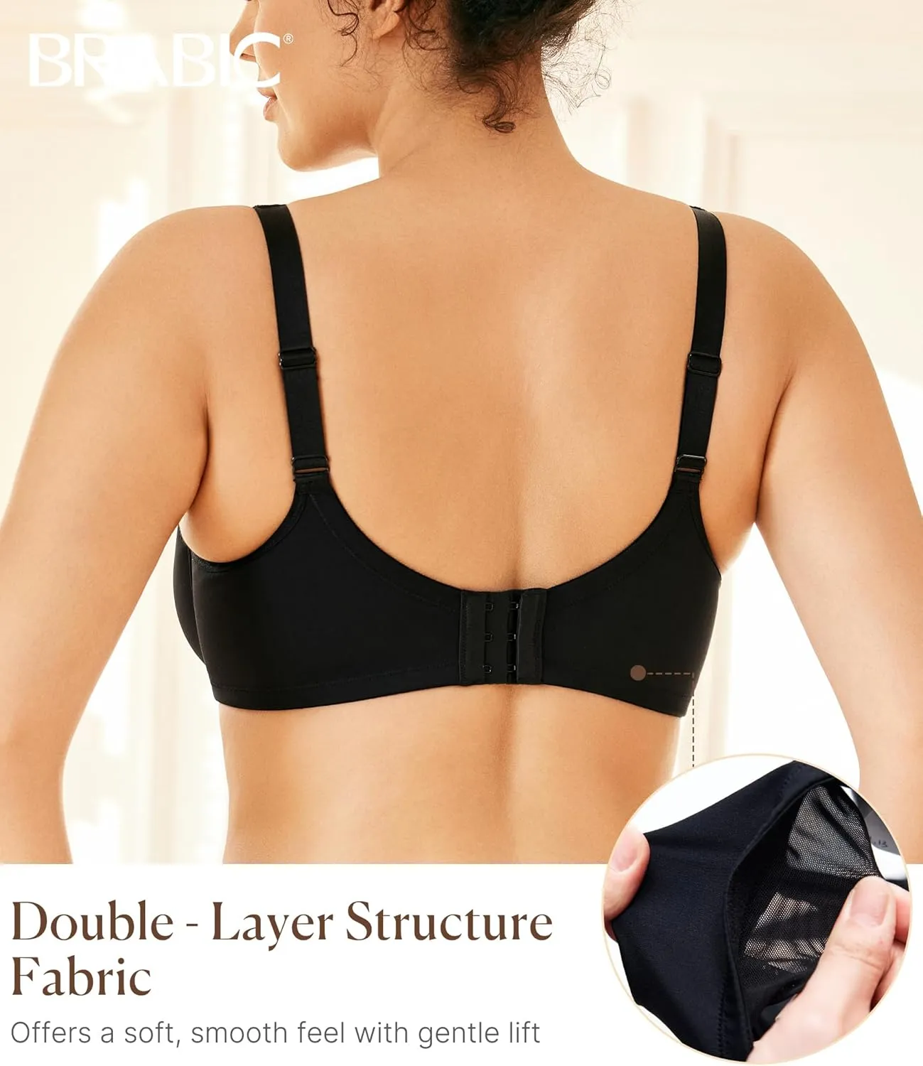 BRABIC Minimizer Bras for Women Full Coverage with Supportive Underwire Unlined Plus Size Seamless Bra for Heavy Breast