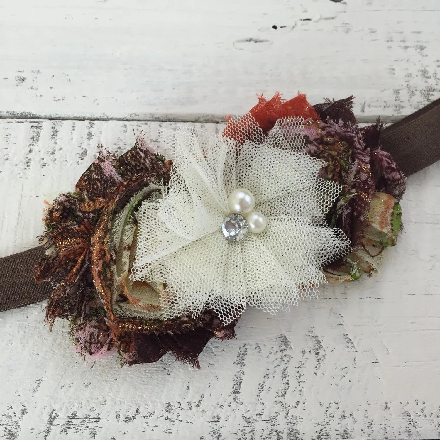 Brown ruffle bottom bloomer and headband