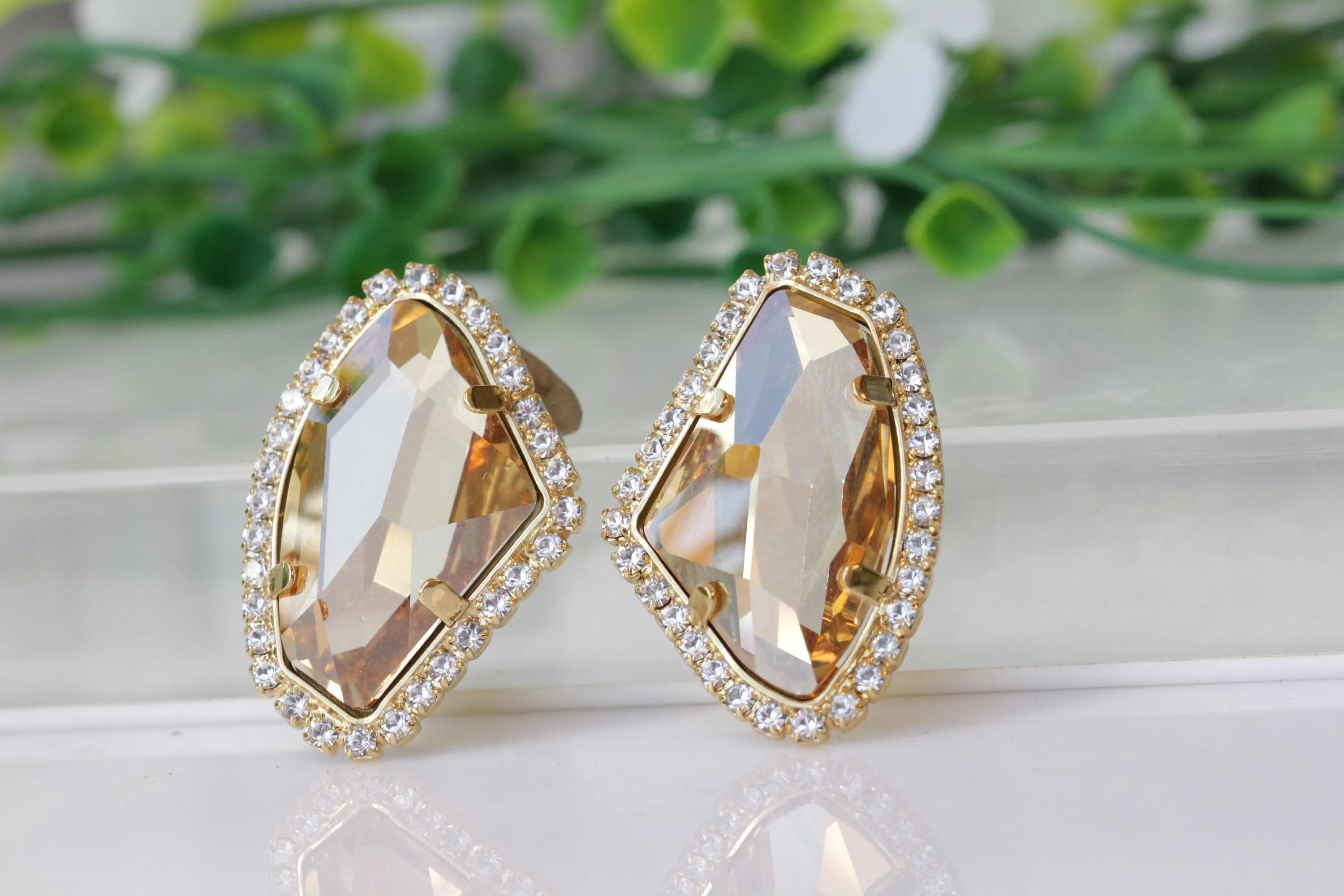 Champagne clip on earrings