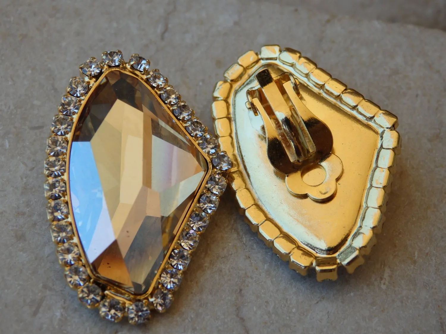 Champagne clip on earrings