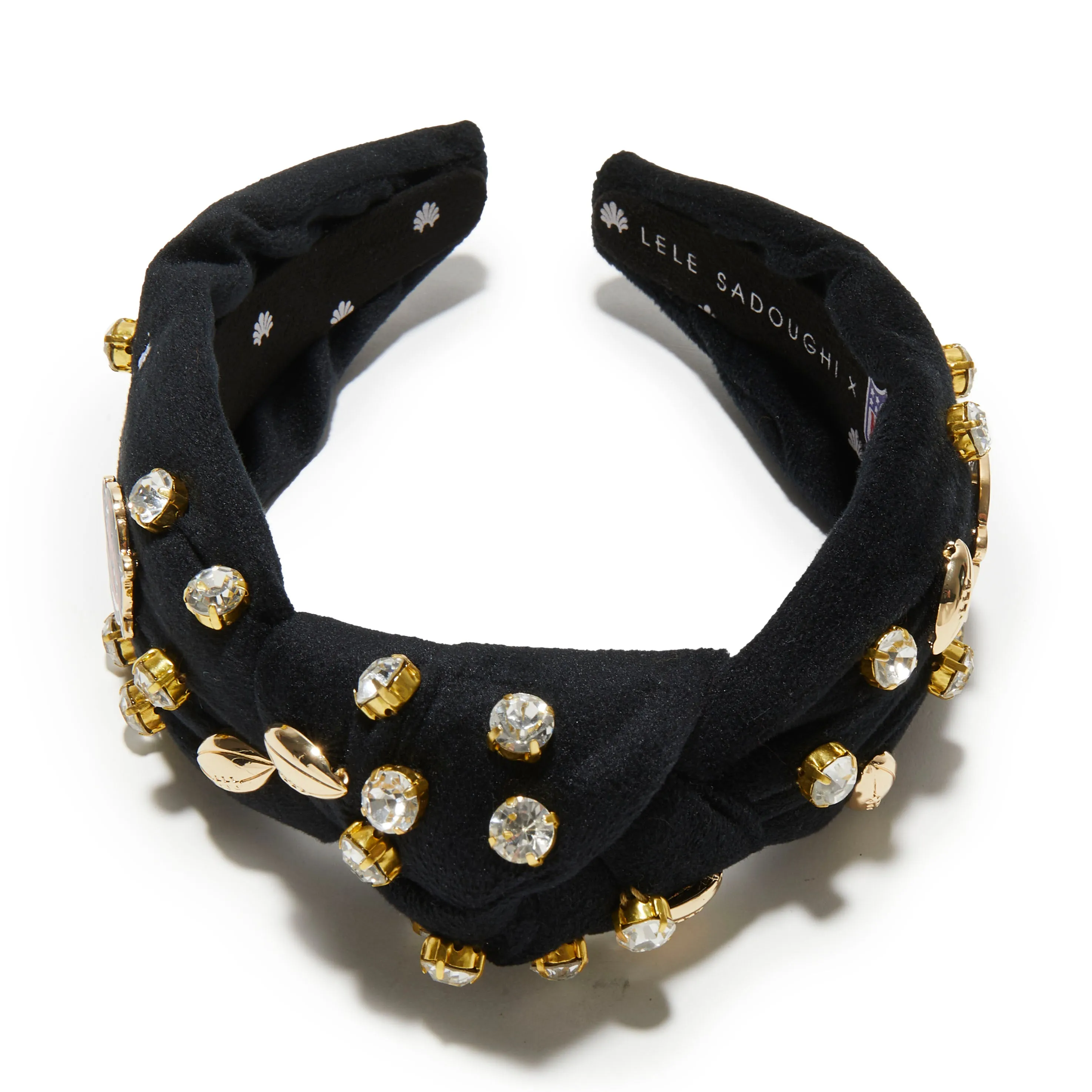CINCINNATI BENGALS LELE SADOUGHI X NFL JET EMBELLISHED KNOTTED HEADBAND