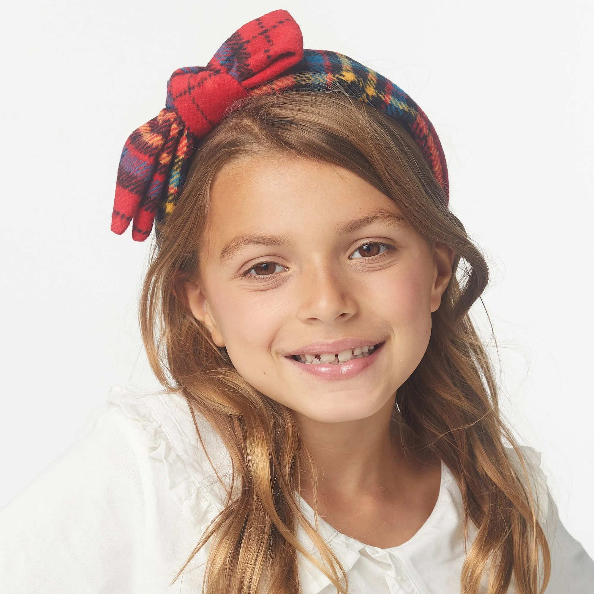 CRIMSON PLAID KIDS FLANNEL HOLLY KNOTTED HEADBAND