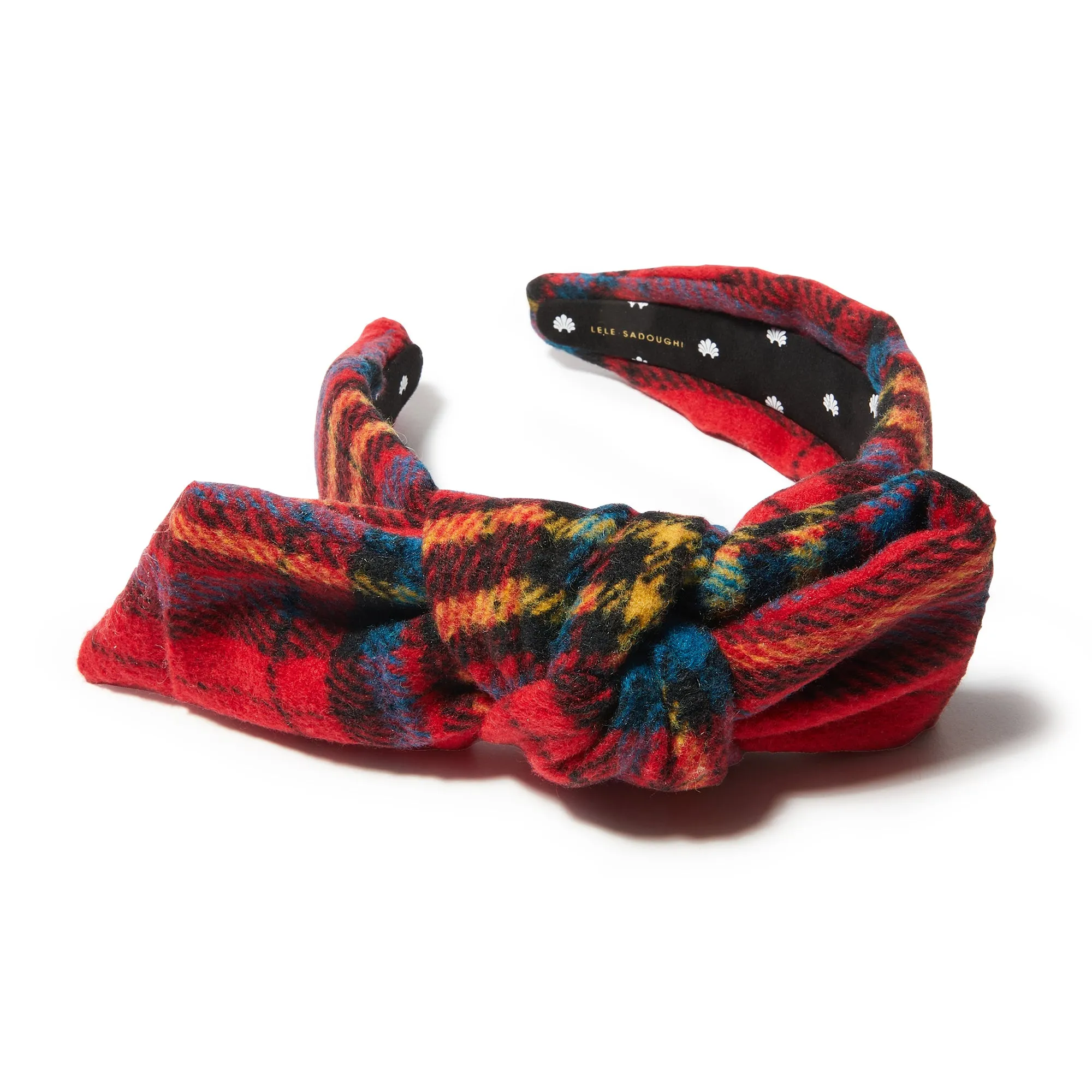 CRIMSON PLAID KIDS FLANNEL HOLLY KNOTTED HEADBAND