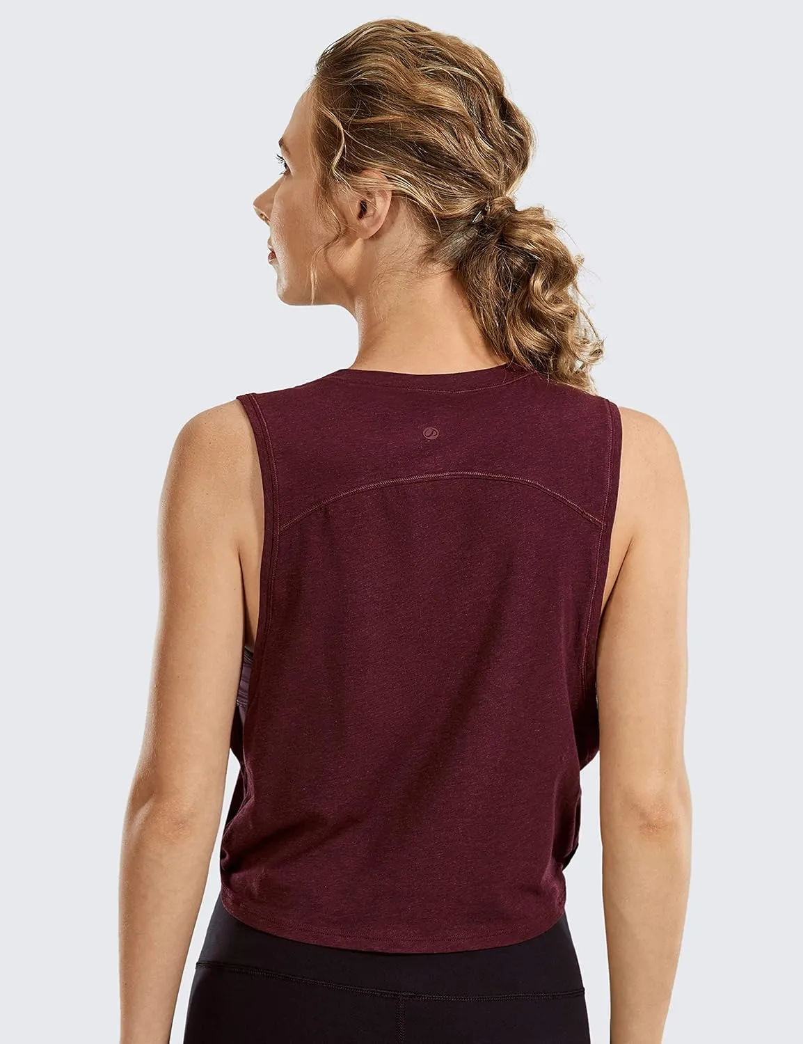 CRZ YOGA Pima Cotton Cropped Workout Tank Tops for Women - Sleeveless Sports Athletic Yoga Running Gym Crop Shirts