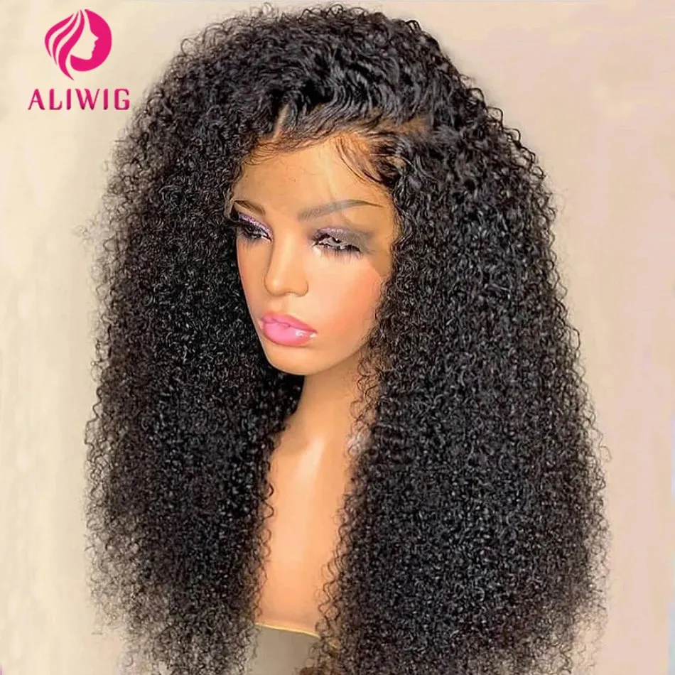 Curly Lace Front Wig Deep Kinky Curly Human Hair Wigs Brazilian Bleached HD Transparent Lace Frontal Closure Wig For Women