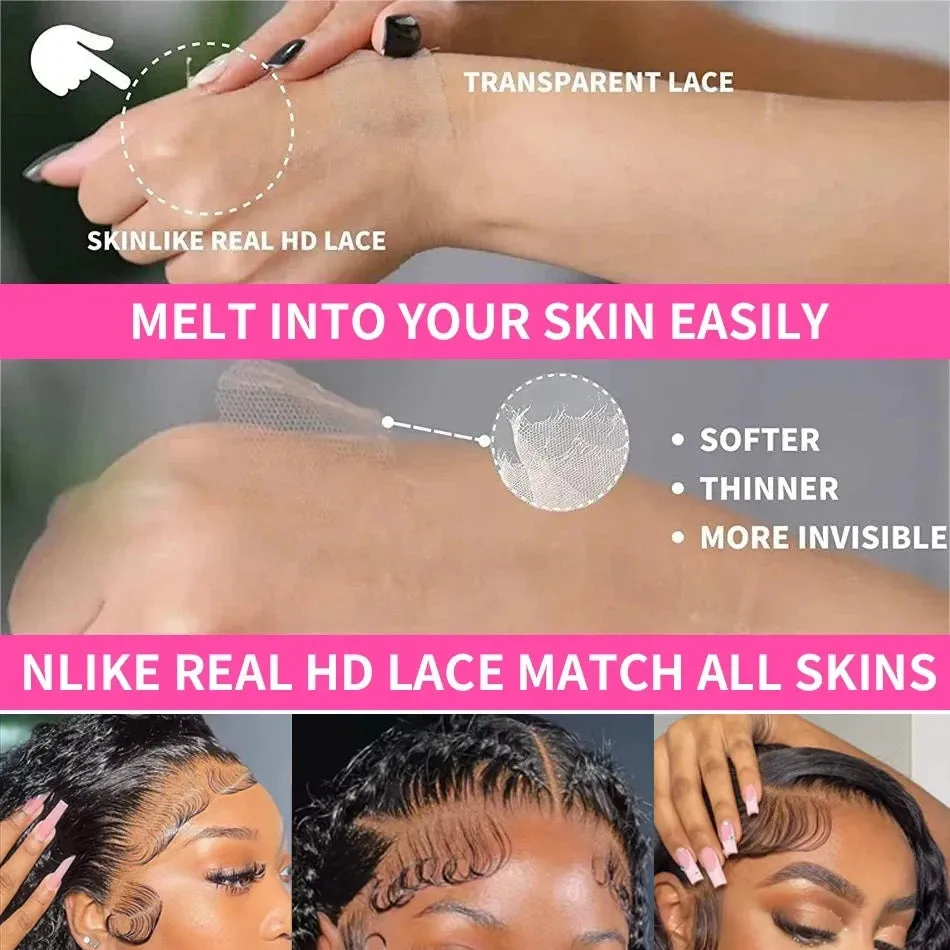 Curly Lace Front Wig Deep Kinky Curly Human Hair Wigs Brazilian Bleached HD Transparent Lace Frontal Closure Wig For Women