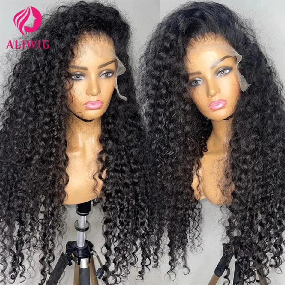 Curly Lace Front Wig Deep Kinky Curly Human Hair Wigs Brazilian Bleached HD Transparent Lace Frontal Closure Wig For Women
