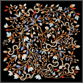 Double Sided Silk Scarf Of Night's Enchanted Garden
