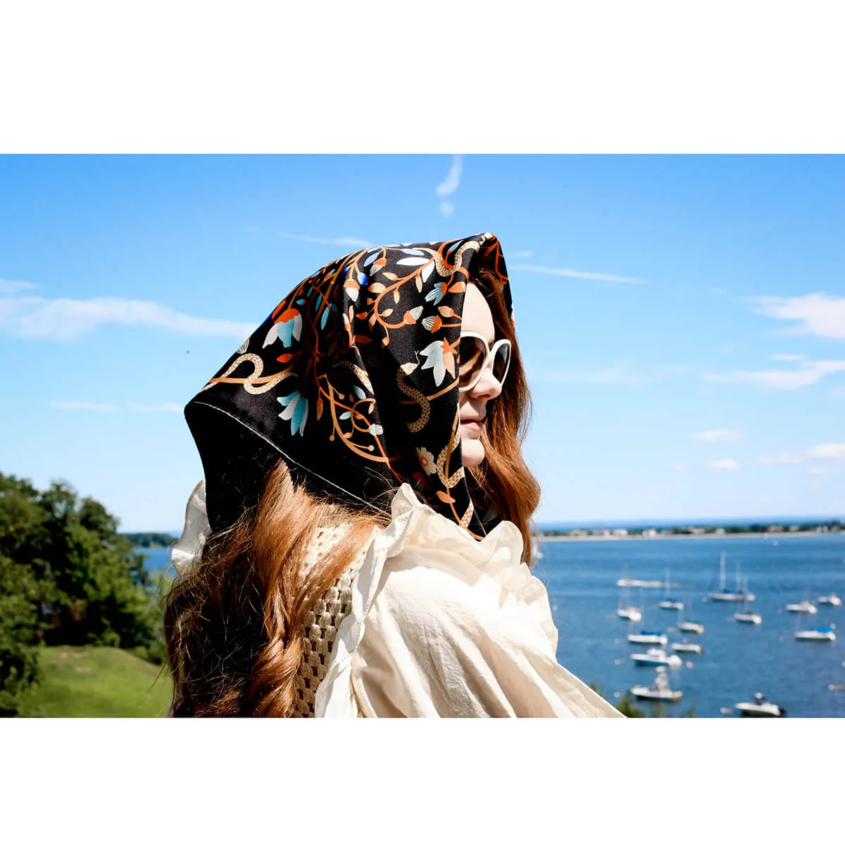 Double Sided Silk Scarf Of Night's Enchanted Garden