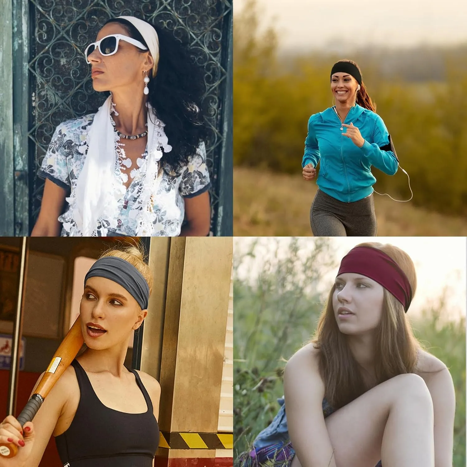 DRESHOW Yoga Sports Headbands for Women Elastic Non-Slip Headbands Workout Running Hair Bands 6 Pack
