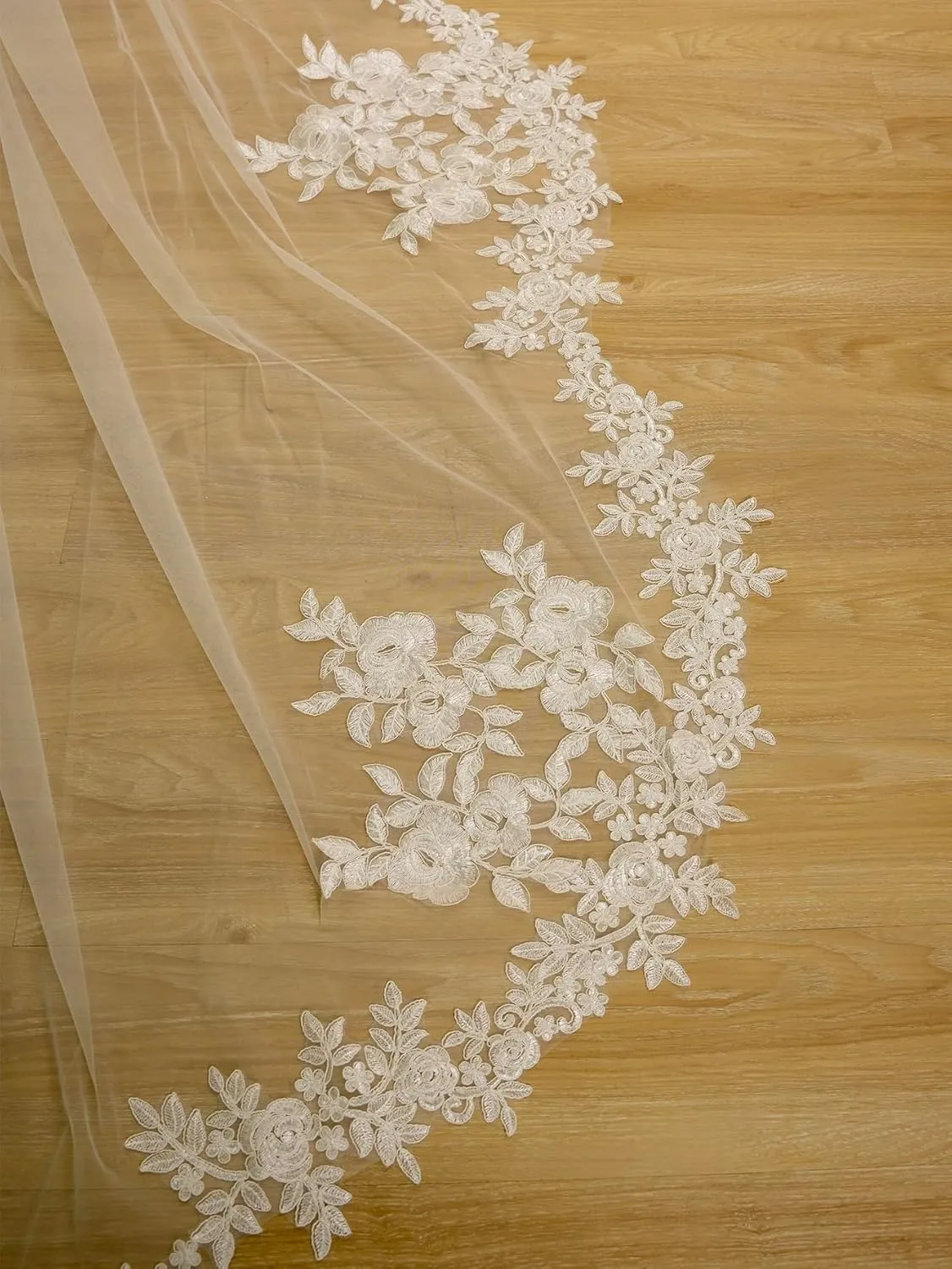 EllieWely Long Cathedral Length 1 Tier Lace Wedding Bridal Veil F17