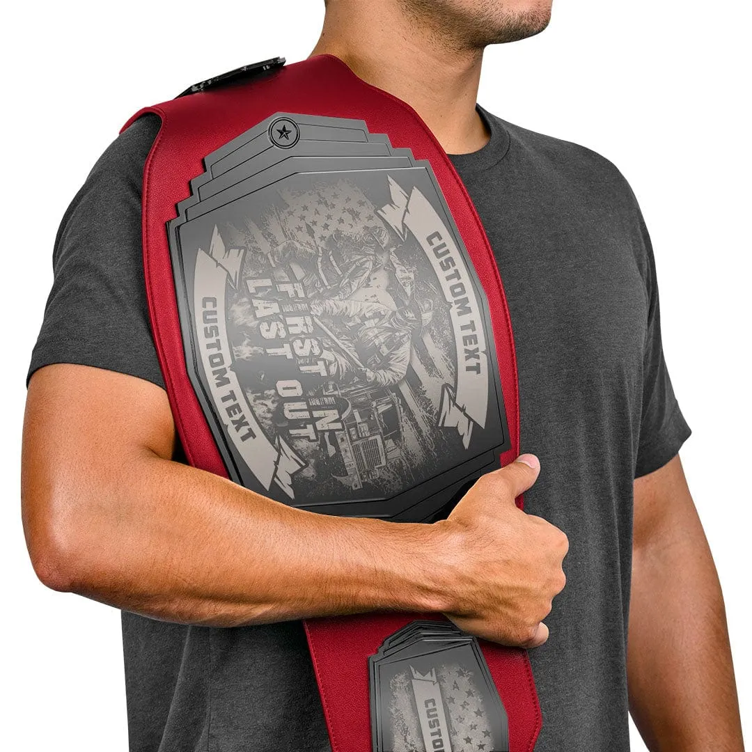 Firefighter Engraved Championship Belt - Gunmetal Gray