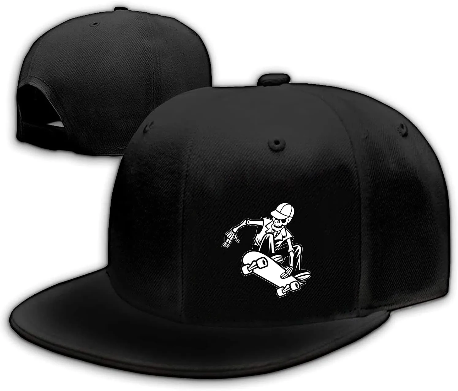 Flat Bill Brim Hat for Men Snap Backpack Men Snapback Hats Trucker Hats Adjustable Men's Baseball Caps Black