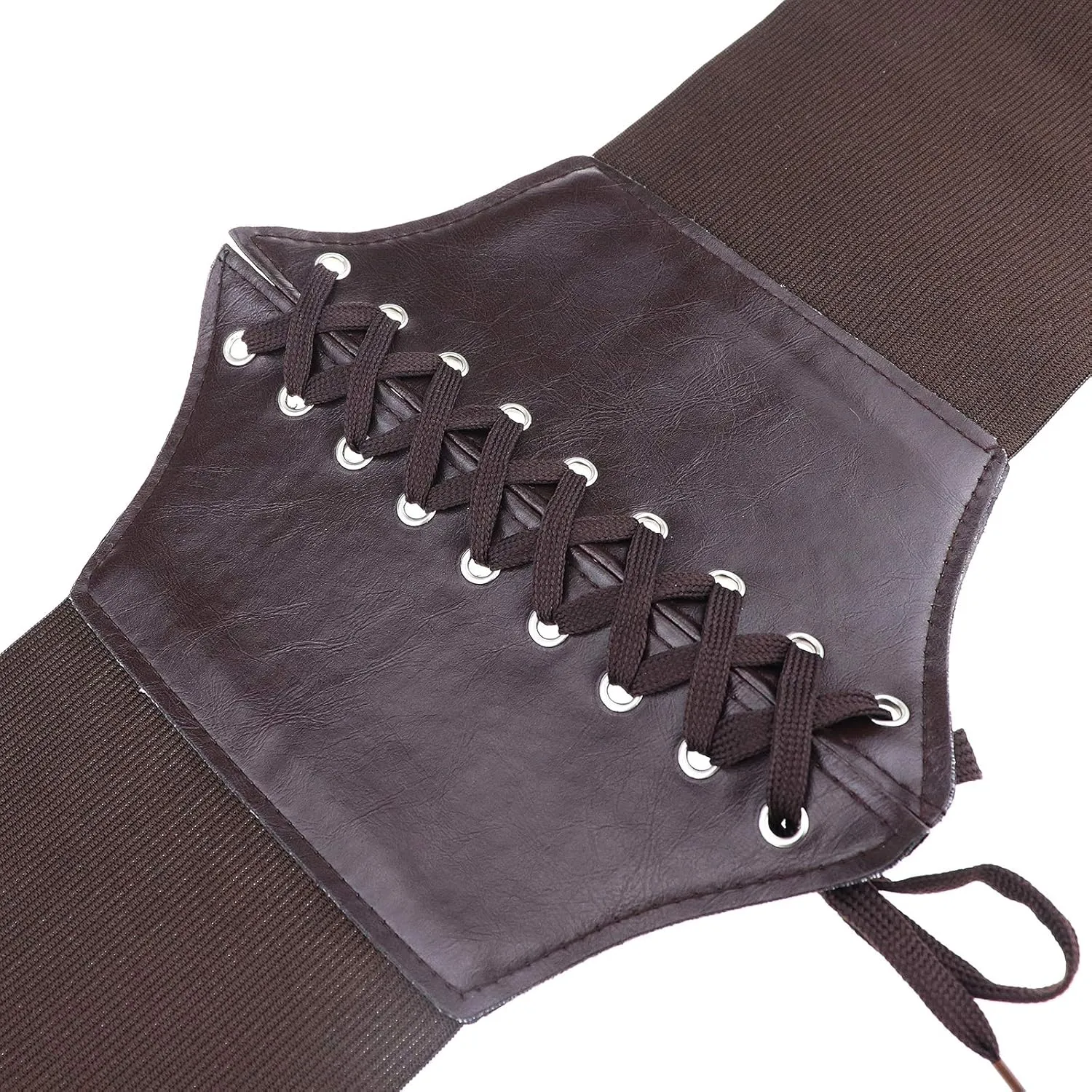 Glamorstar Corset Belt for Women Wide Elastic Tied Waspie Belts Lace-up Leather Waist Belts for Women Dresses