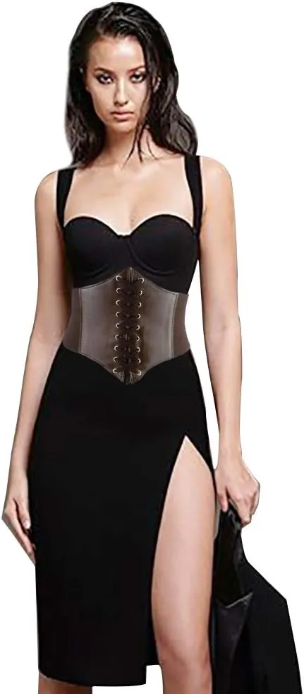 Glamorstar Corset Belt for Women Wide Elastic Tied Waspie Belts Lace-up Leather Waist Belts for Women Dresses