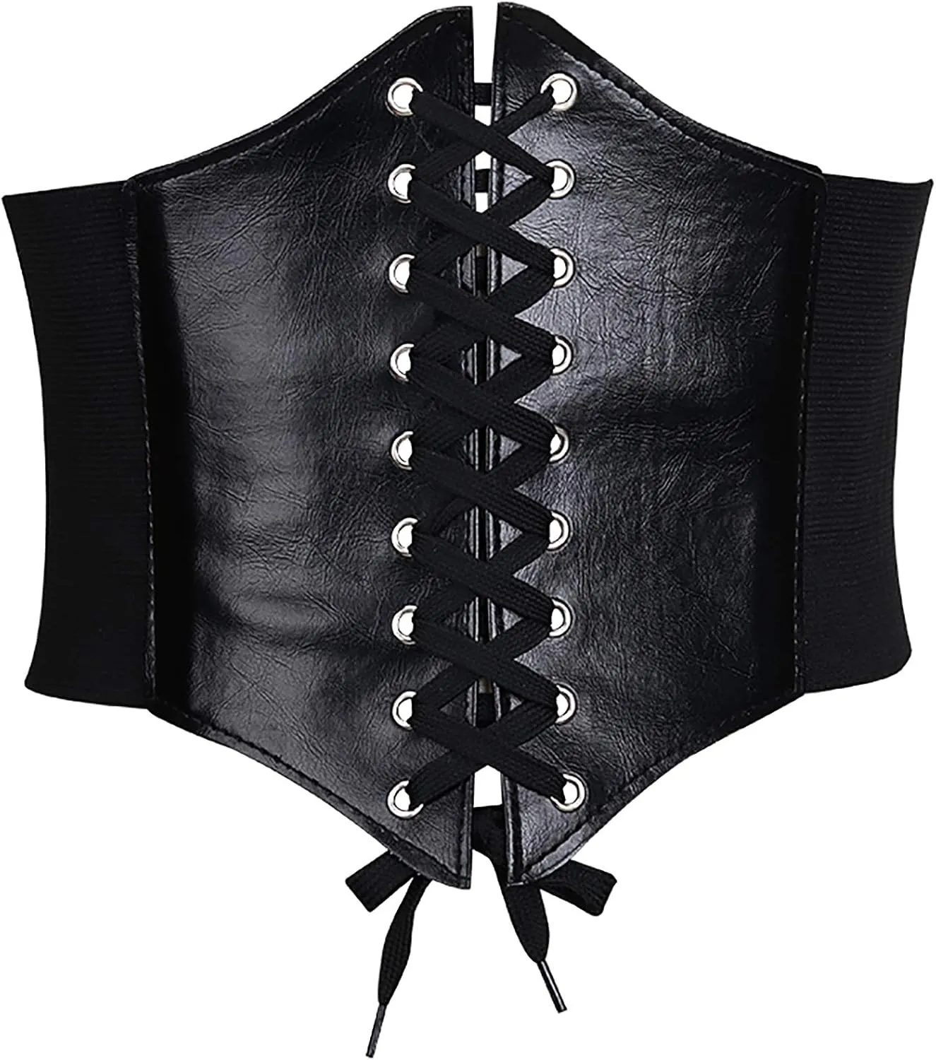 Glamorstar Corset Belt for Women Wide Elastic Tied Waspie Belts Lace-up Leather Waist Belts for Women Dresses