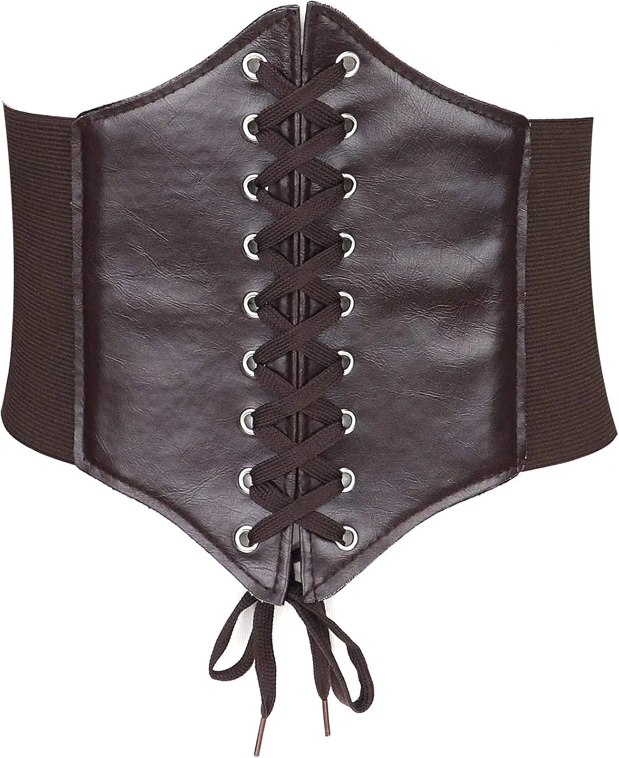 Glamorstar Corset Belt for Women Wide Elastic Tied Waspie Belts Lace-up Leather Waist Belts for Women Dresses