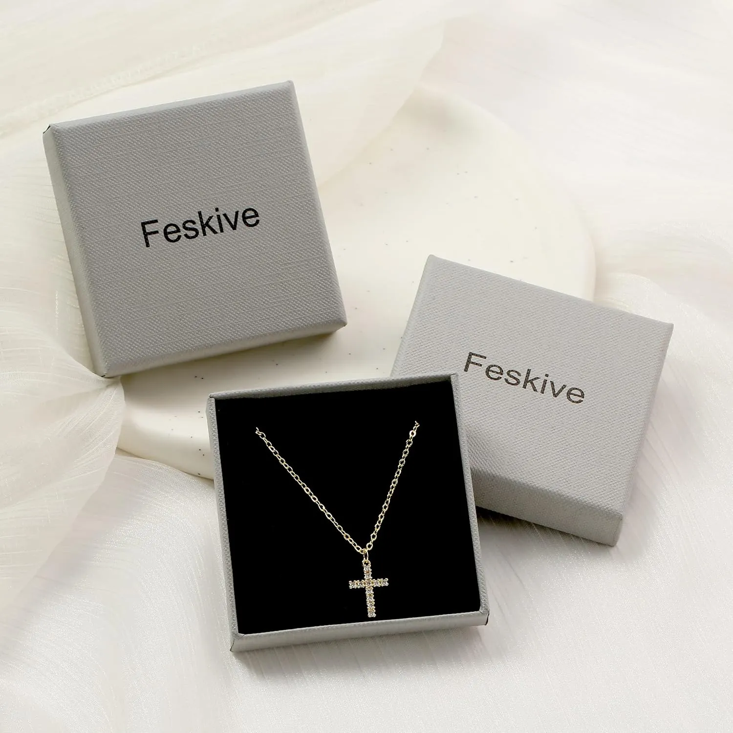Gold Bracelets for Women Dainty 14k Gold Plated Layered Bracelets Cross Link Bracelets Delicate Pearl Box Bracelets Cubic Zirconia Lightweight Chain Bracelet Minimalist Jewelry Gift