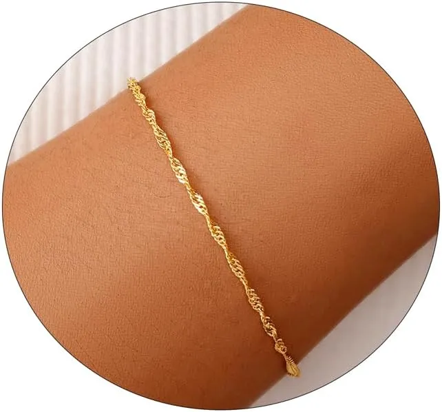 Gold Bracelets for Women Dainty 14k Gold Plated Layered Bracelets Cross Link Bracelets Delicate Pearl Box Bracelets Cubic Zirconia Lightweight Chain Bracelet Minimalist Jewelry Gift