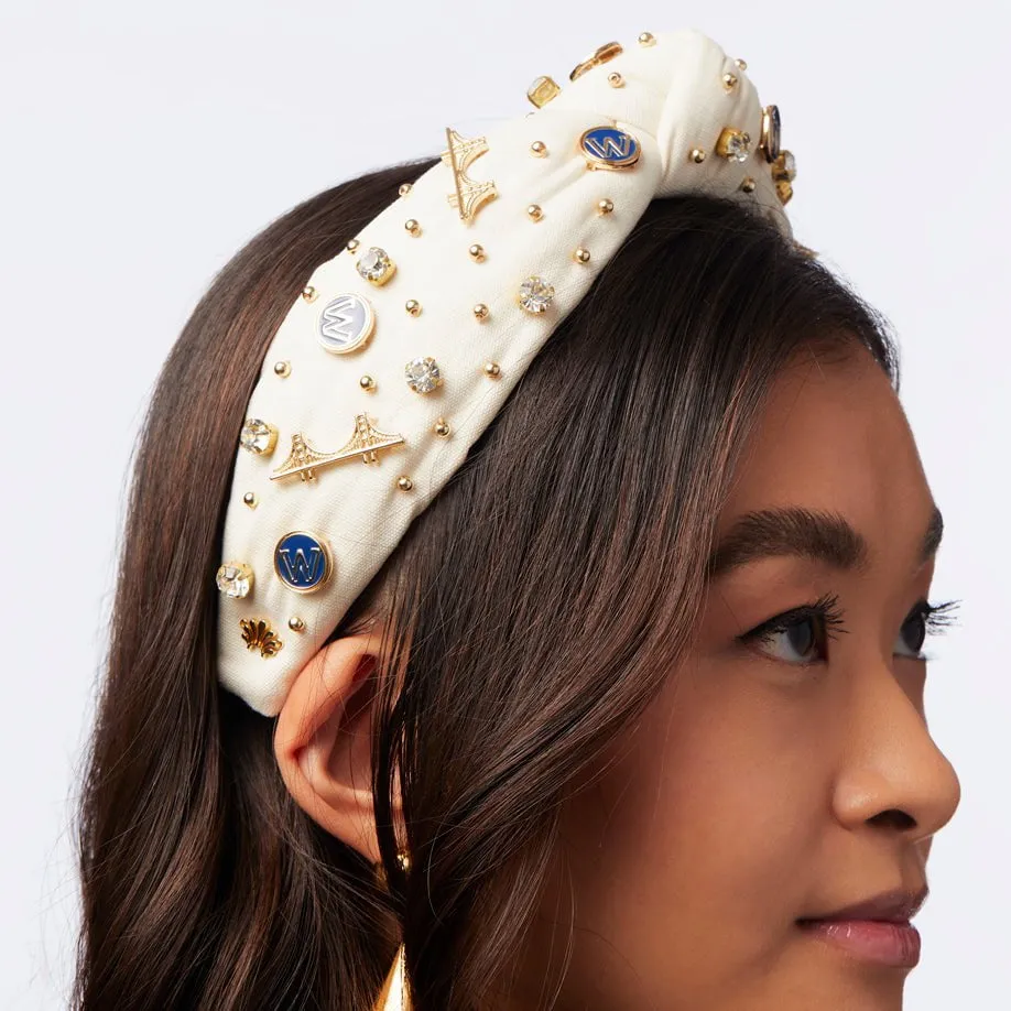 GOLDEN STATE WARRIORS LELE SADOUGHI / NBA IVORY EMBELLISHED KNOTTED HEADBAND