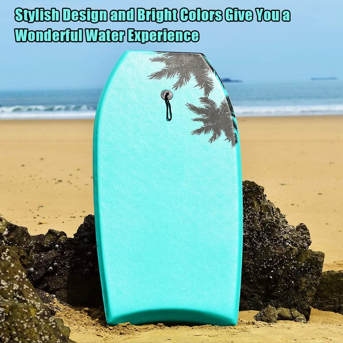 GYMAX Boogie Boards for Beach, 33"/37"/41" Body Board with EPS Foam Core, Crescent Tail, Dual Channel & Wrist Leash, Lightweight Bodyboard for Kids, Youth, Adults