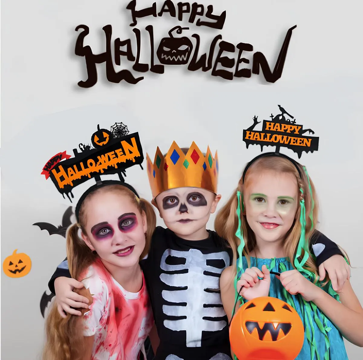 Halloween Headbands - LED Light-Up costume Party Accessories Pumpkin, Graveyard, Dripping Horror, and Spider Web Themes (Crow Ghost Hand)