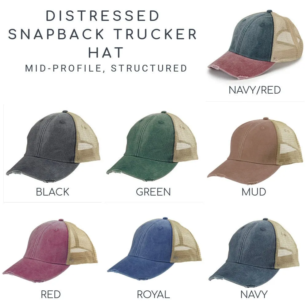 Hawaii Hat - Distressed Snapback Trucker Hat - Hawaii State Outline - Many Colors Available