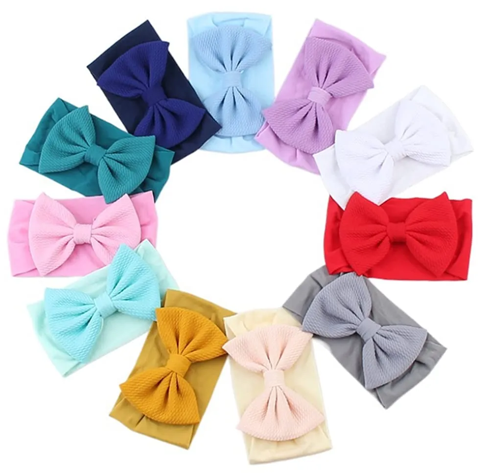 Headbands Solid Bows for Baby Girls' Comfortable Headwraps for Newborn Infant Toddler Kids 11-Pack