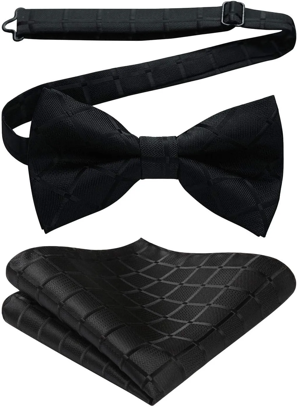 HISDERN Bow Ties for Men Pre-Tie Bow Tie and Pocket Square Set Bowtie Formal Tuxedo Wedding Bowties Handkerchief Set