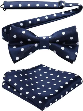 HISDERN Bow Ties for Men Pre-Tie Bow Tie and Pocket Square Set Bowtie Formal Tuxedo Wedding Bowties Handkerchief Set